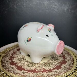 Floral Piggy Bank with Pink Details